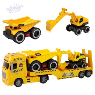 WOOPIE Samochód Laweta z Pojazdami Budowlanymi