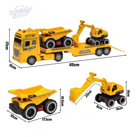 WOOPIE Samochód Laweta z Pojazdami Budowlanymi