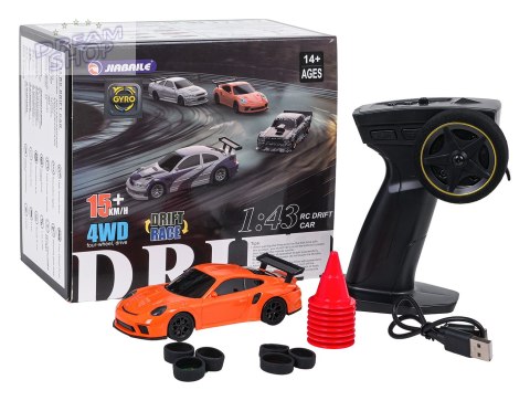 Autko R/C do Driftu 1:43 Pomarańczowe + Akcesoria