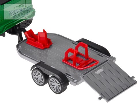 Auto terenowe z przyczepą typu laweta + MOTOR Światło i dźwięk ZA5913