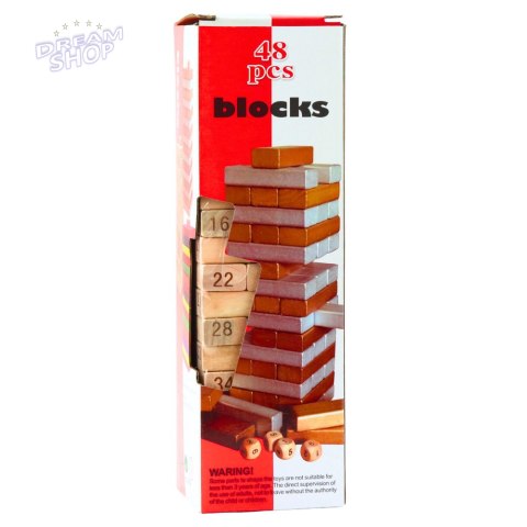 Drewniana Układanka Wieża Jenga Liczby Zręczność