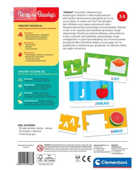 Gra edukacyjna Alfabet Uczę się Bawiąc Język Polski Clementoni 50766