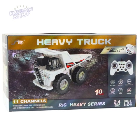 Koparka Gąsienicowa Zdalnie Sterowana RC Światła Dźwięki Biała 1:24