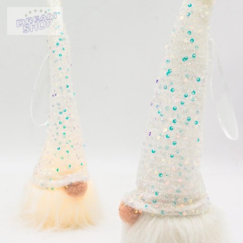 MIKOŁAJ DEKORACYJNY LED 25CM BIAŁY