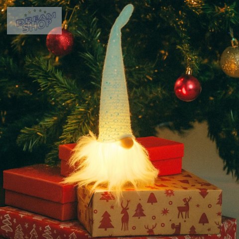 MIKOŁAJ DEKORACYJNY LED 25CM BŁĘKITNY