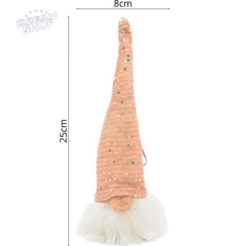 MIKOŁAJ DEKORACYJNY LED 25CM RÓŻOWY