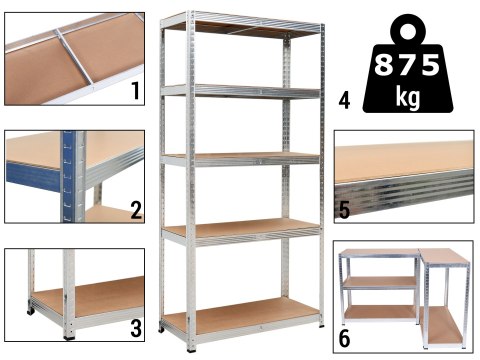 Regał magazynowy CONOR 180x90x30 nośność 875 kg