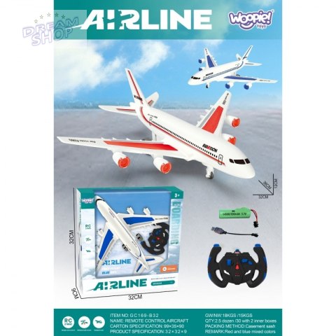 WOOPIE Niebieski Zdalnie Sterowany Samolot Pasażerski Airline