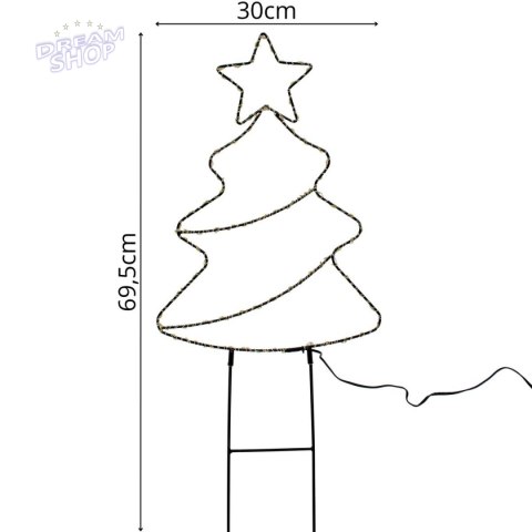 CHOINKA OGRODOWA STOJAK CIEPŁY BIAŁY LAMPKI LED NA BATERIE 28,5x69,5CM LUCA