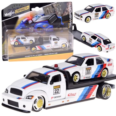 Maisto Licencjonowane Auta Metalowe 1:64 Flatbed i BMW M3 1988 ZA5958
