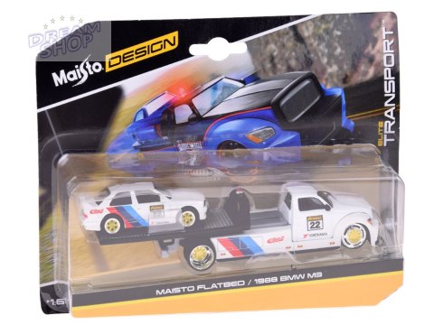 Maisto Licencjonowane Auta Metalowe 1:64 Flatbed i BMW M3 1988 ZA5958