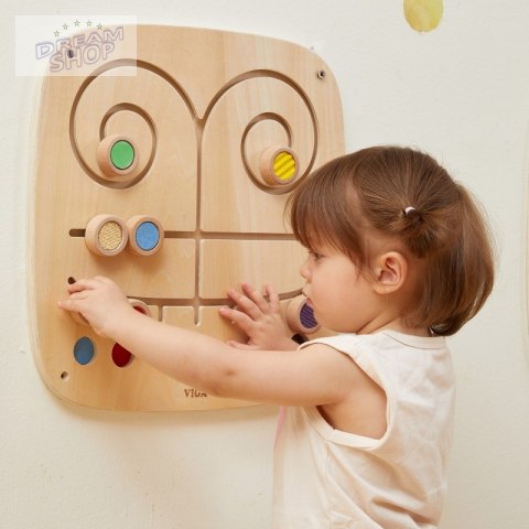 VIGA Drewniana Tablica Manipulacyjna Sensoryczna Labirynt Dotknij i Dopasuj