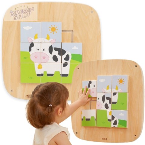 VIGA Drewniana Tablica Manipulacyjna Sensoryczna Układanka Obrazkowa