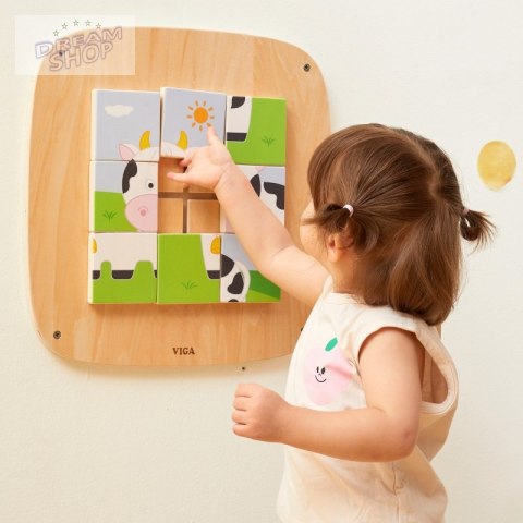 VIGA Drewniana Tablica Manipulacyjna Sensoryczna Układanka Obrazkowa