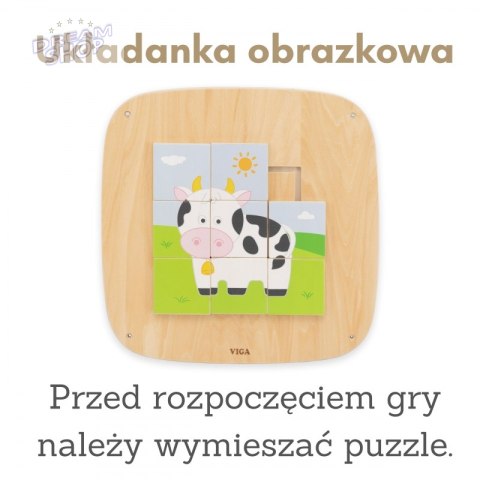VIGA Drewniana Tablica Manipulacyjna Sensoryczna Układanka Obrazkowa