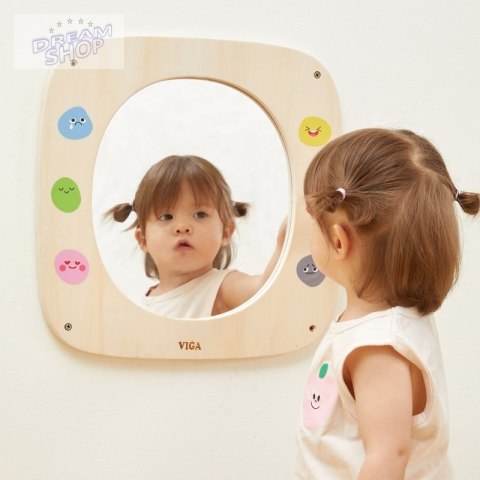 VIGA Drewniana Tablica z Lustrem i Emotkami