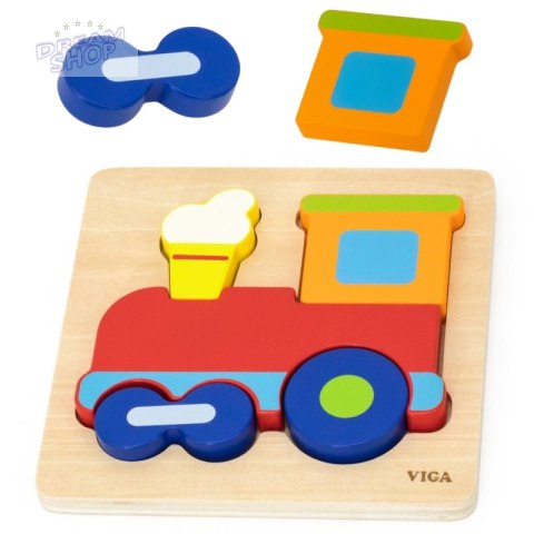 VIGA Drewniana Układanka Edukacyjna Montessori Pociąg
