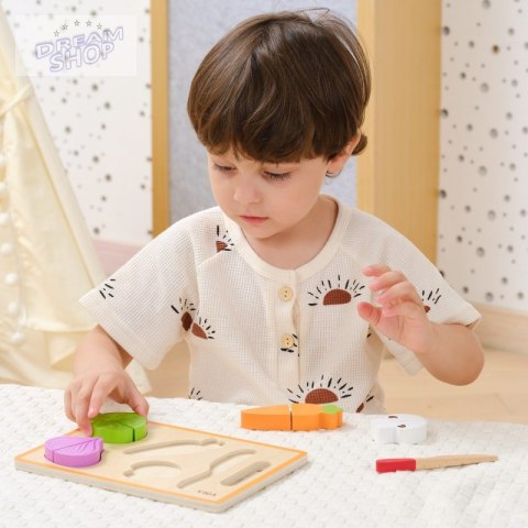 VIGA Drewniana Układanka Edukacyjna Montessori Warzywa do Krojenia