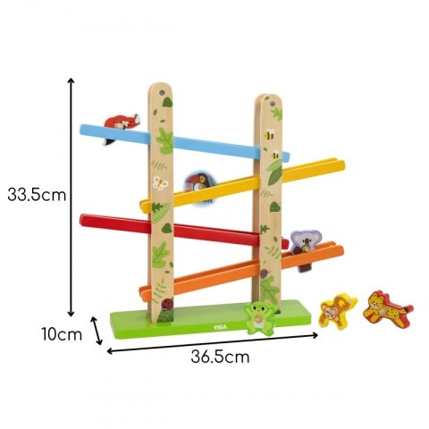 VIGA Drewniana Zjeżdżalnia dla Zwierzątek Dżungla 7 el.