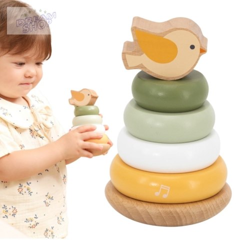 VIGA PolarB Drewniana Piramidka Edukacyjna - Ptaszek