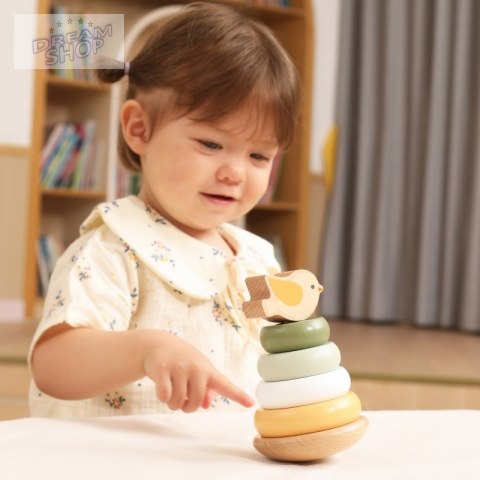 VIGA PolarB Drewniana Piramidka Edukacyjna - Ptaszek