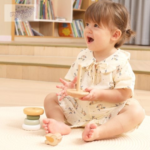 VIGA PolarB Drewniana Piramidka Edukacyjna - Ptaszek