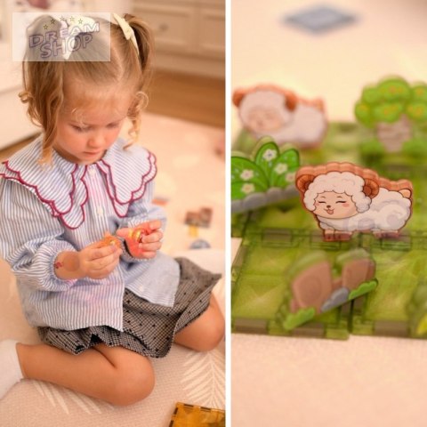 WOOPIE Klocki Magnetyczne Konstrukcyjne Świecące 3D Świat Zwierząt 124el.