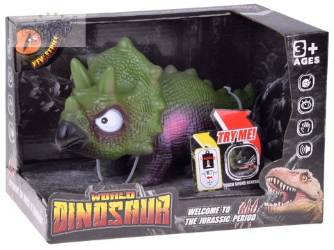 Interaktywny gumowy dinozaur triceratops figurka z dźwiękiem RYCZY ZA5726