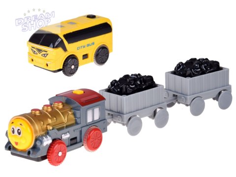 Kolejka Elektryczna 2w1 Lokomotywa z Wagonami + Tor i Autobus ZA5886