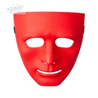 Maska Anonim Karnawałowa Halloweenowa Na Gumce Biała Czerwona