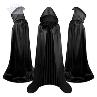 Peleryna Narzutka Z Kapturem Karnawałowa Halloweenowa Czarna 180cm