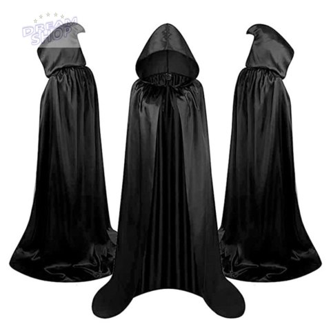 Peleryna Narzutka Z Kapturem Karnawałowa Halloweenowa Czarna 180cm