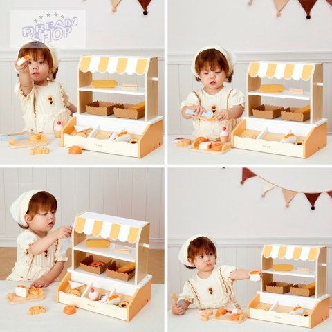 VIGA Drewniana Mini Piekarnia Sklepik Stragan z Wypiekami 16el.