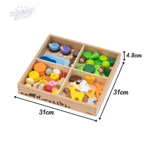 VIGA Drewniane Klocki Kolorowe Leśne Opowieści Pudełko 58el.