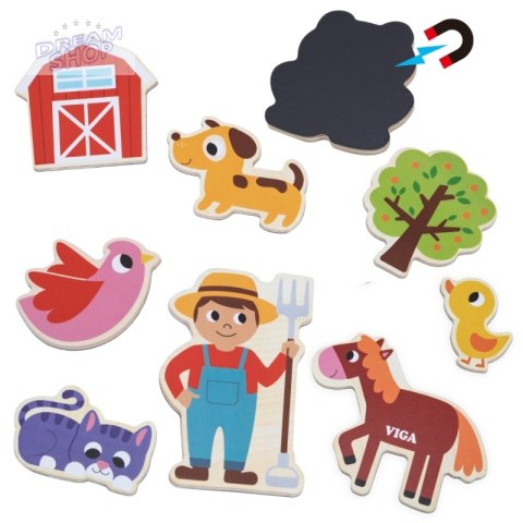 VIGA Magnetyczni Przyjaciele z Farmy 20 szt. Magnesów - Kreatywna Zabawa z Wiejskimi Zwierzątkami