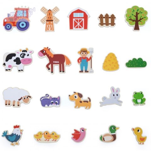 VIGA Magnetyczni Przyjaciele z Farmy 20 szt. Magnesów - Kreatywna Zabawa z Wiejskimi Zwierzątkami