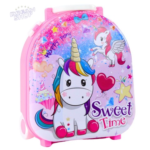 Zestaw Pięknośći Toaletka W Walizce 2w1 Akcesoria Jdnorożec Różowa