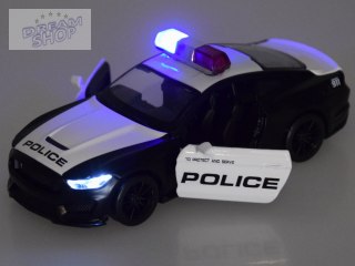 Auto metalowe policja Ford Shelby GT350 skala 1:32 światła koguty ZA4610