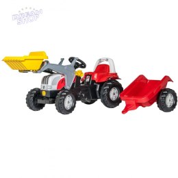 Rolly Toys rollyKid Traktor na pedały STEYR czerwony z łyżką i przyczepą