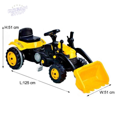 WOOPIE Ogromny Traktor Na Pedały Spychacz Żółty WOOPIE Ogromny Traktor Na Pedały Spychacz Żółty