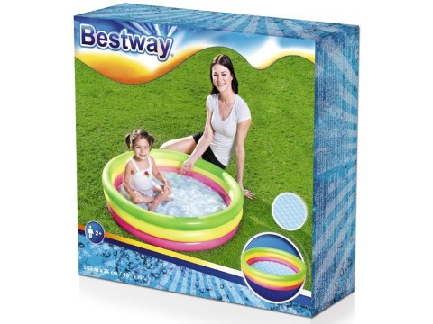 Bestway tęczowy basen dmuchany brodzik basenik 102cm miękkie dno 51104