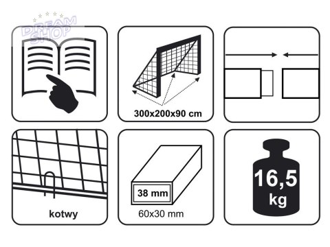 Bramka Piłkarska 300 x 200 x 90 cm stadion SP0661