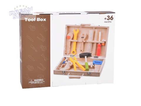 Drewniana Walizka z narzędziami Młotek Piła Śrubokręt 10 narzędzi ZA5382