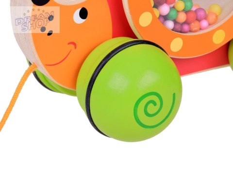 Drewniany Jeżyk na kółkach z kolorowymi kuleczkami zabawka ZA5379