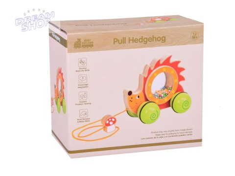 Drewniany Jeżyk na kółkach z kolorowymi kuleczkami zabawka ZA5379