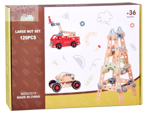 Drewniany Zestaw konstrukcyjny Klocki zbuduj Auto Wieże 129 ele ZA5381