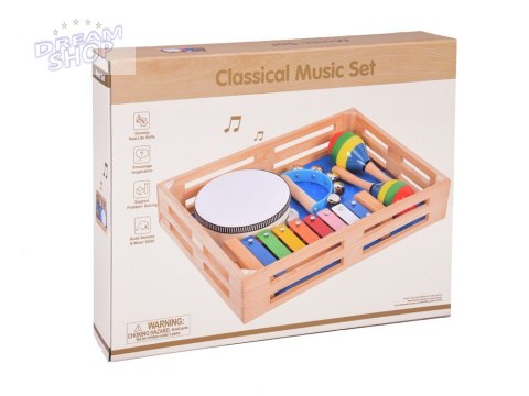 Drewniany zestaw instrumentów 4w1 zabawka IN0134