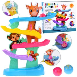 DŻUNGLA Kolorowy Tor dla kulek z dźwiękiem Odgłosy zwierząt ZA4375