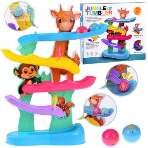 DŻUNGLA Kolorowy Tor dla kulek z dźwiękiem Odgłosy zwierząt ZA4375