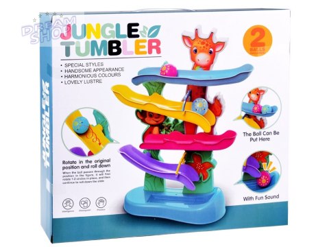 DŻUNGLA Kolorowy Tor dla kulek z dźwiękiem Odgłosy zwierząt ZA4375